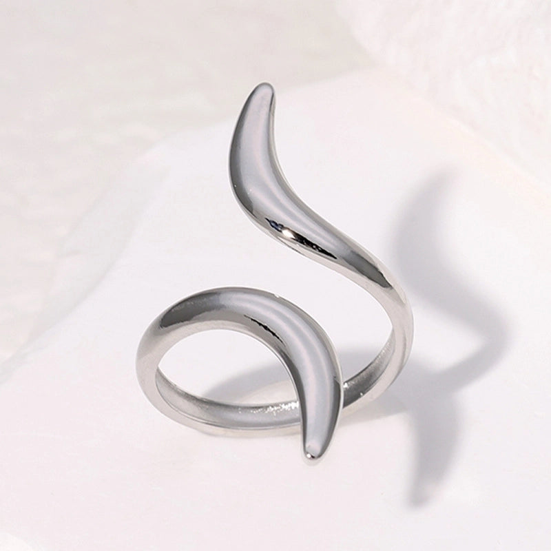Casual Minimalist Geometric 304 Stainless Steel Hollow Out Inlay Open Rings