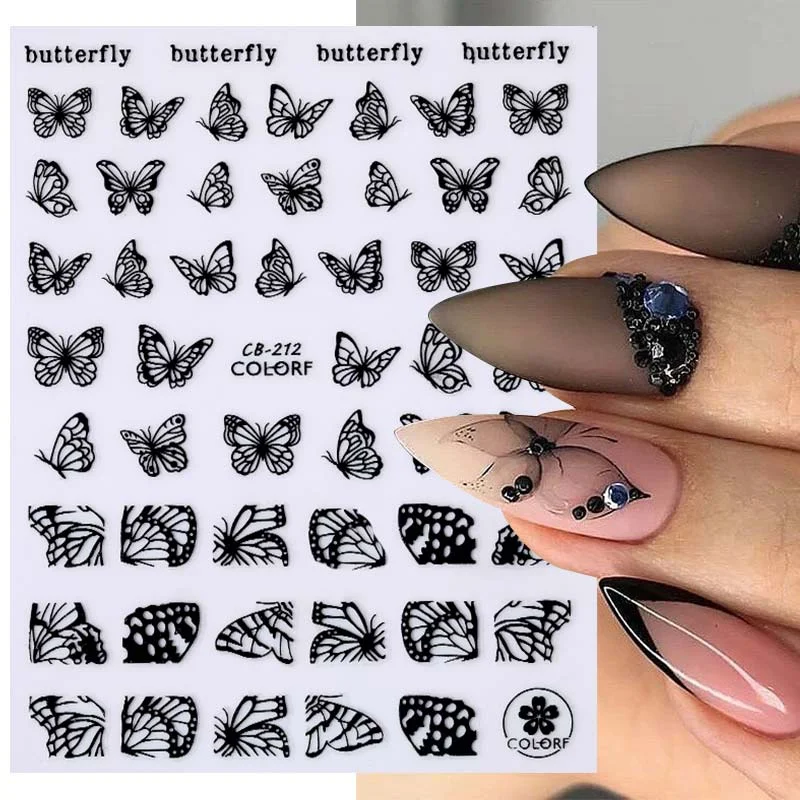Dandelion Flower 3D Nail Stickers Women Face Abstract Butterfly Image Sexy Girl Christmas Slider Design Polish Nails Art Decals-Nail Inspo