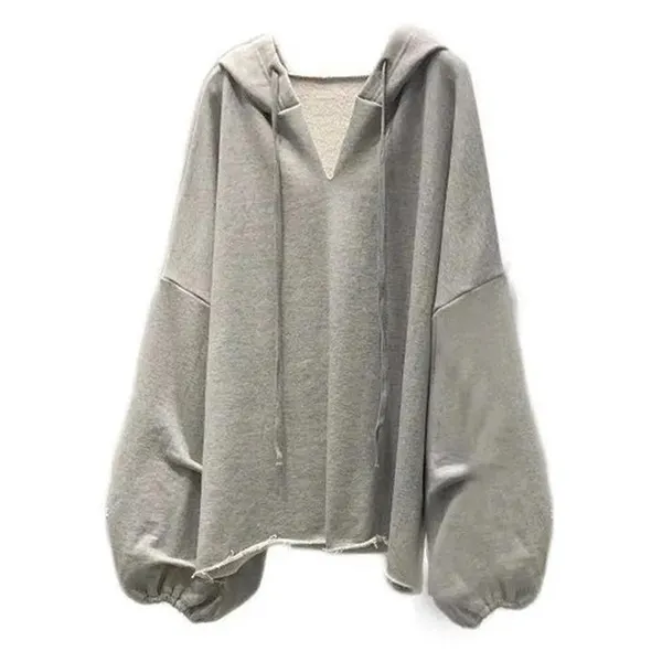 Women's Spring Autumn Long Sleeve Hooded Thin Sweater Lazy Wild Loose Top