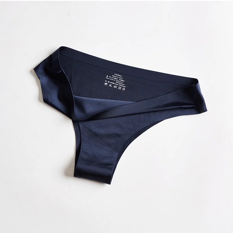 Seamless Thongs Women Underwear Ice Silk Sexy Sports Panties Female T-back Solid Soft Hot Sale Panties Woman M-XXL BANNIROU