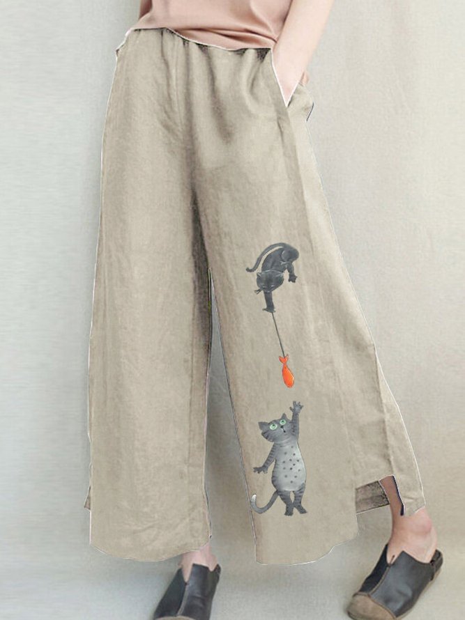 Animal Cotton-Blend Casual Pants