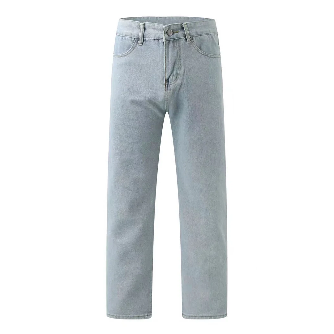 Toloer Retro Baggy Wide-Leg Jeans Show Skinny Straight Washed Jeans-Outfit Ideas