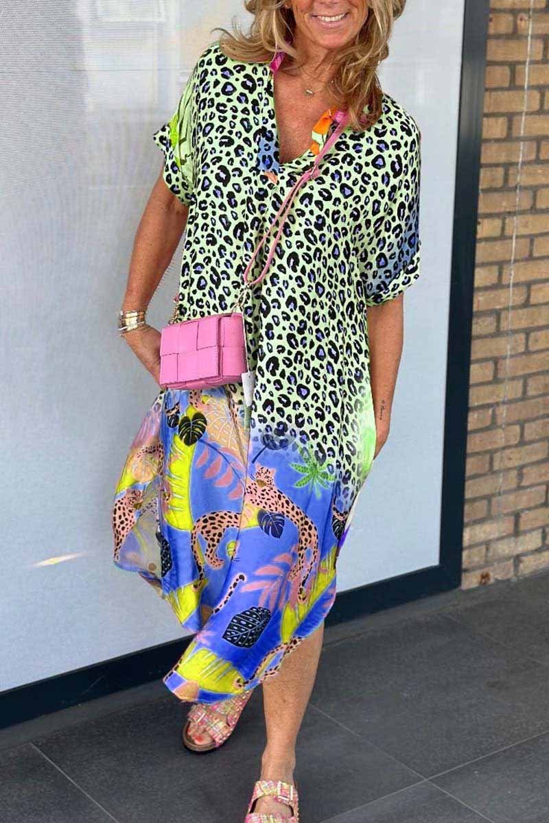 🔥Buy now and pay only 10%💕Women's Casual Leopard Print Short Sleeve Dress