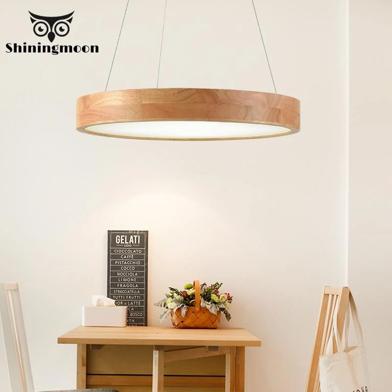 Pendant Lights for Dining Room Modern Remote Control Pendant Lamp Restaurant Coffee Solid Wood Hanging Lamp Bedroom Luminaria