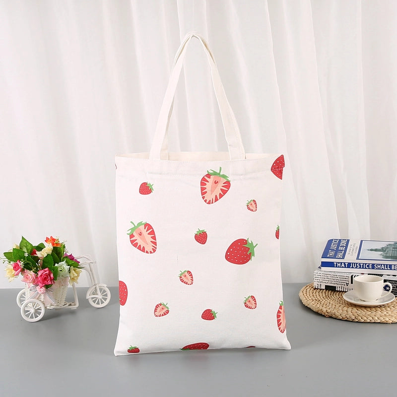 Unisex Canvas Fruit Streetwear Square Open Canvas Bag