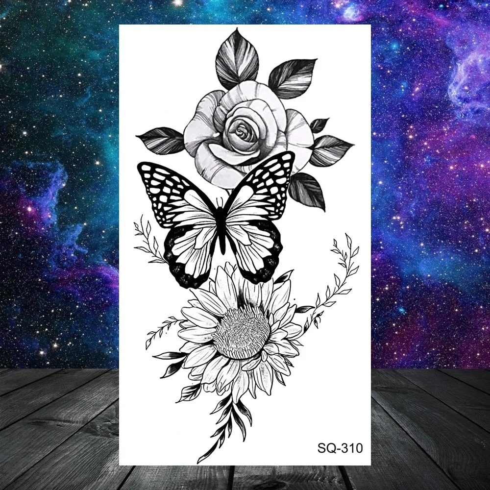 Thorns Wolf Dragon Scorpion Temporary Tattoos For Adult Men Boy Skull Tiger Lion Compass Fake Tattoo Neck Arm Hands Small Tatoos