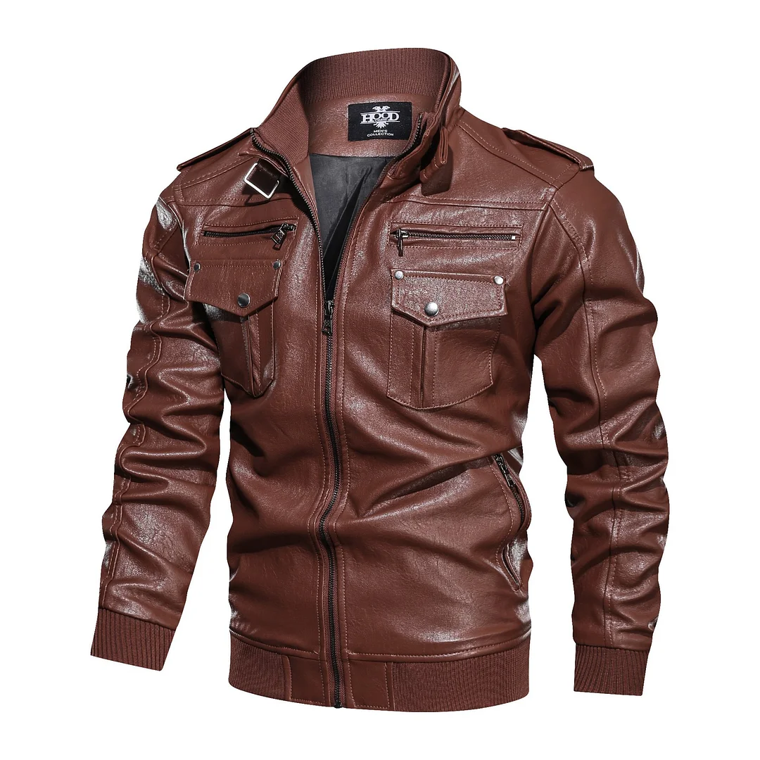 Mens outdoor cold-proof motorcycle leather jacket / [viawink] /