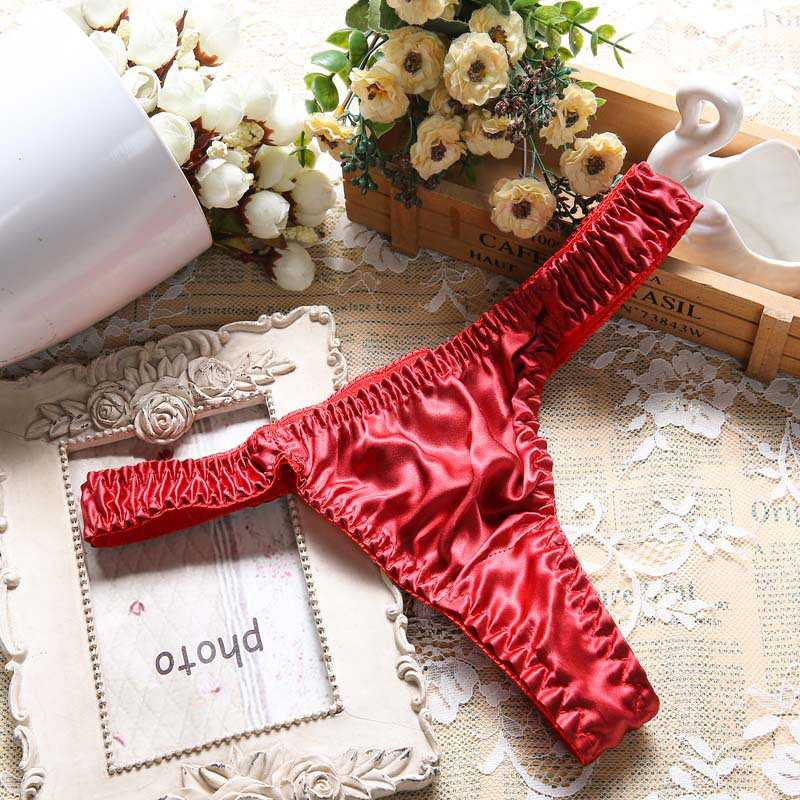 Xinyulin 100% Silk Sexy Female Panties Smooth Soft Comfortable Underwear Fashion Pure Color Thongs Breathabke Briefs Elastic Underpants