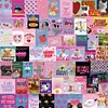 65PCS Pink Poster Transferable Stickers for DIY Project Laptop Suitcase Decorating