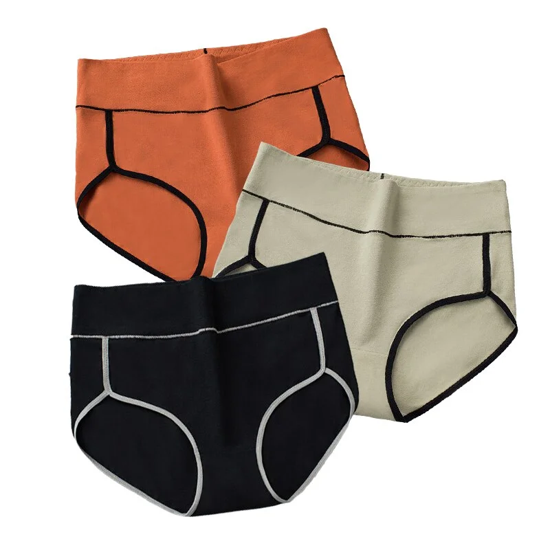 FallSweet 3 pcs/ pack ! High Waist Panties Cotton Underwear Women Tummy Control Lingerie Femme S M L XL