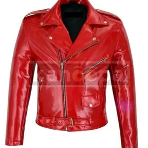 pornhint Pornhint Kanoopa Gothic Moto RED Vinyl PVC Motorcycle Jacket Punk Fetish EMO Biker Jacket
