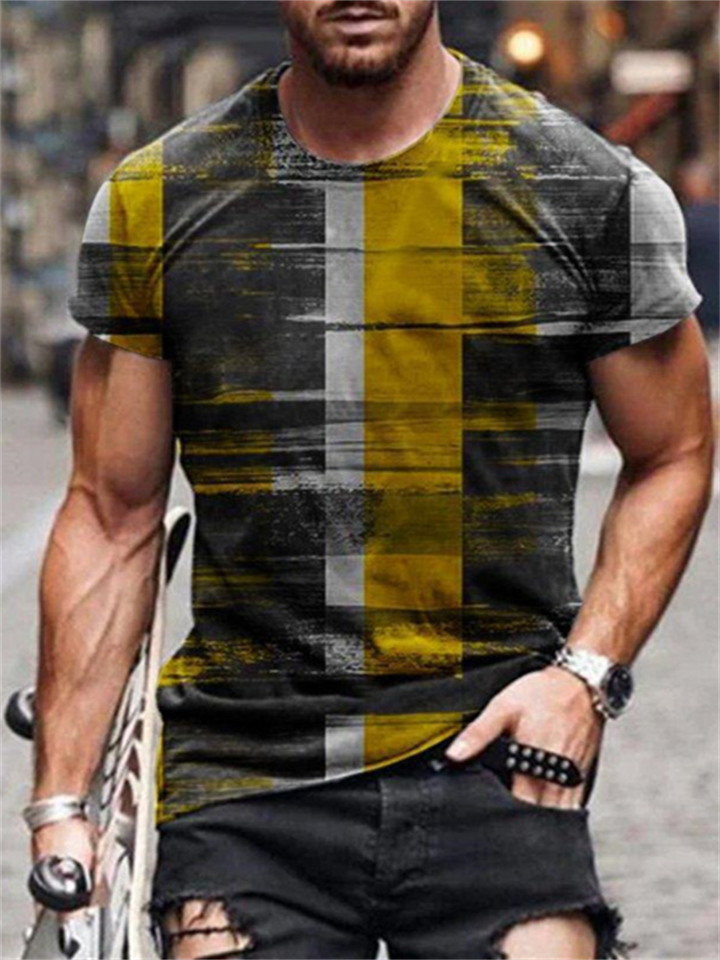 Men's Unisex T Shirt Tee Shirt Tee Graphic Optical Illusion Round Neck Black / White Green Blue Yellow 3D Print Plus Size Casual Daily Short Sleeve 3D Print Print Clothing Apparel Basic Fashion Cool | 168DEAL