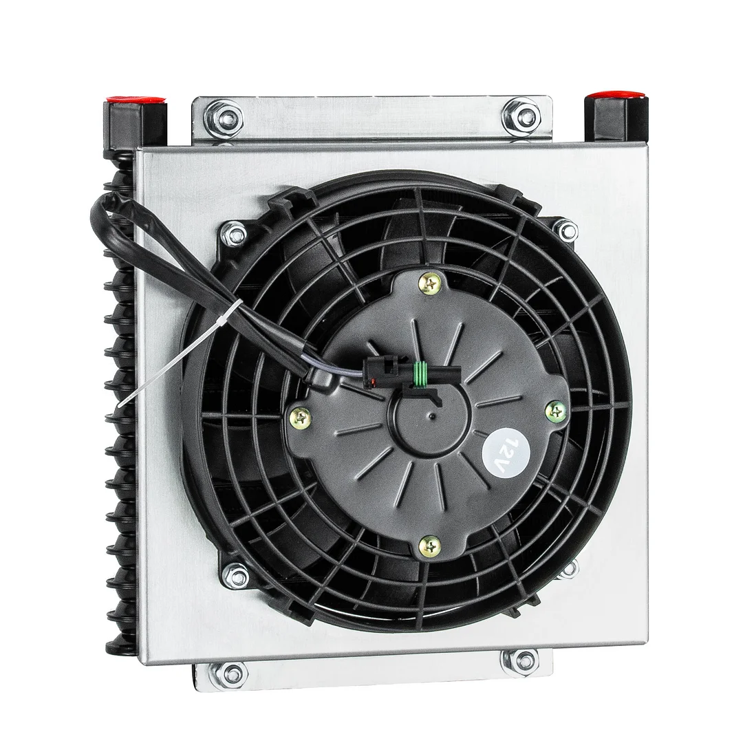 Alloyworks 1/2" NPT Stacked Plate Hot Rod Engine/Transmission Oil Cooler W/ Shroud+Fan