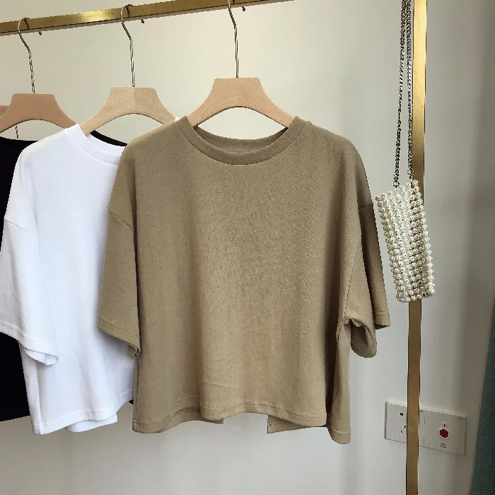 Uveng Uveng Short T-Shirt Women Sweet Spicy Wind Korean Version 2024 Summer New Round Collar Loose Hot Girl Short-Sleeved Shirt Women's Tide