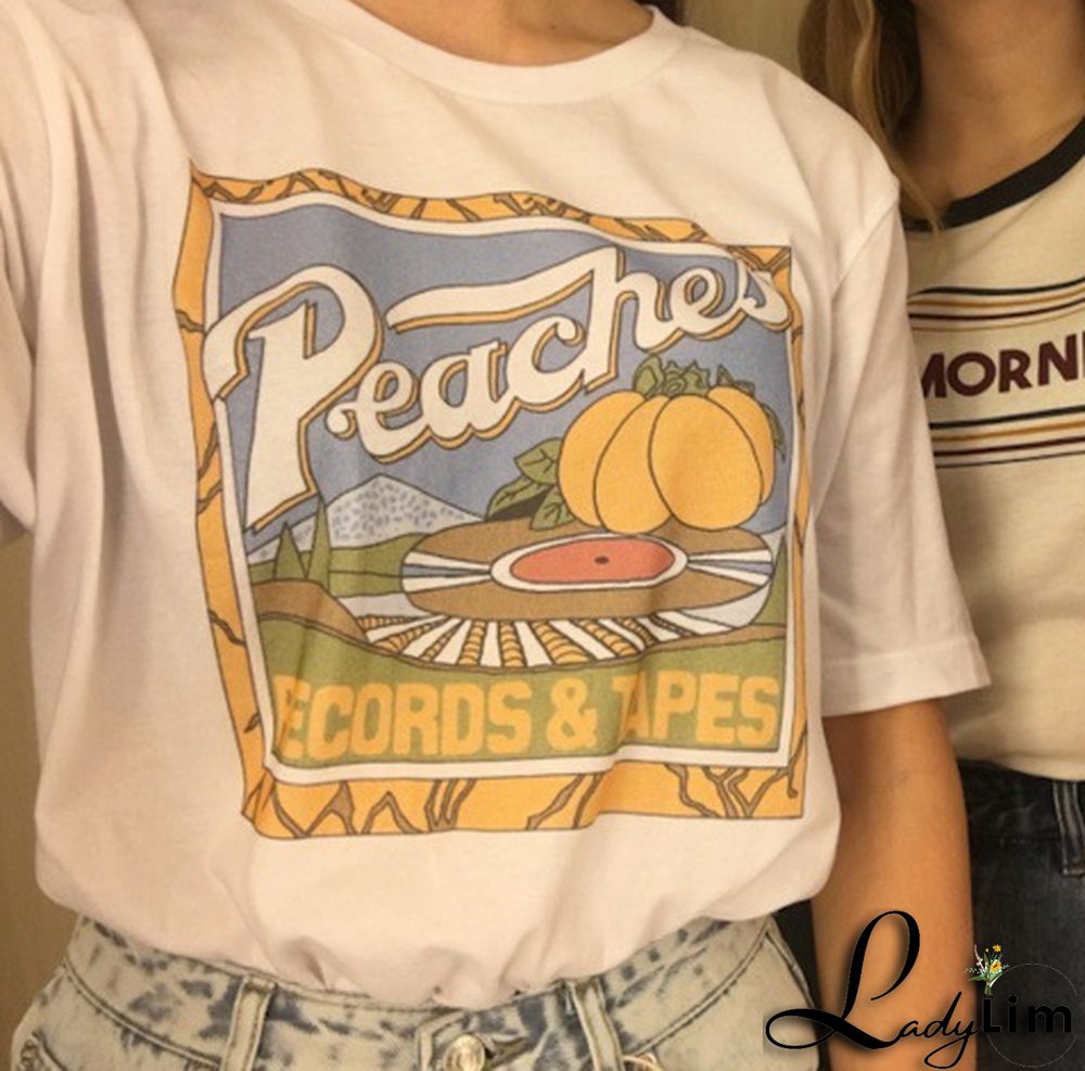 Gothic print Round Neck loose short sleeves t-shirt