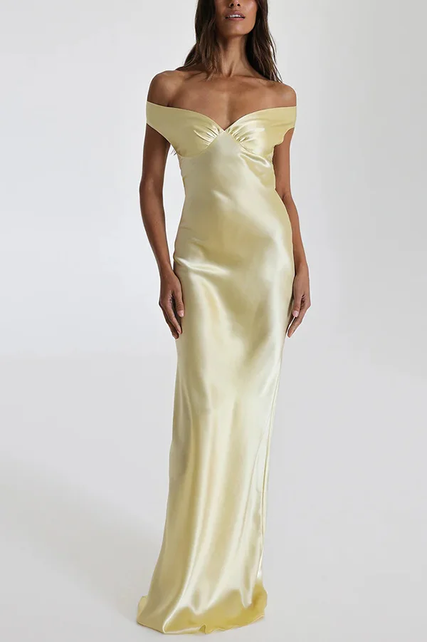 Solid Color Sexy Off-shoulder Backless Slim Maxi Dress