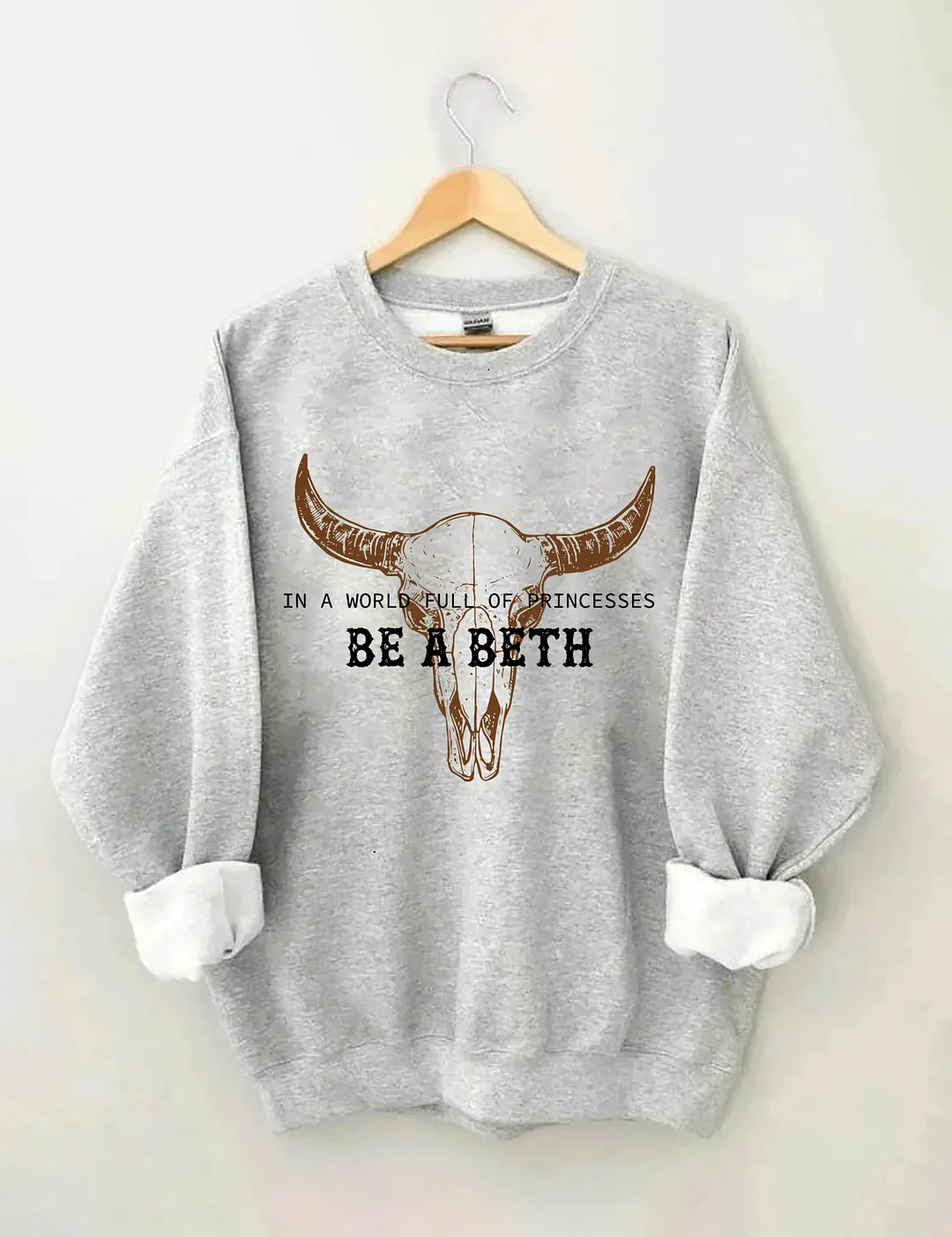 In A World Full Of Princesses Boho Cow Skull Sweatshirt