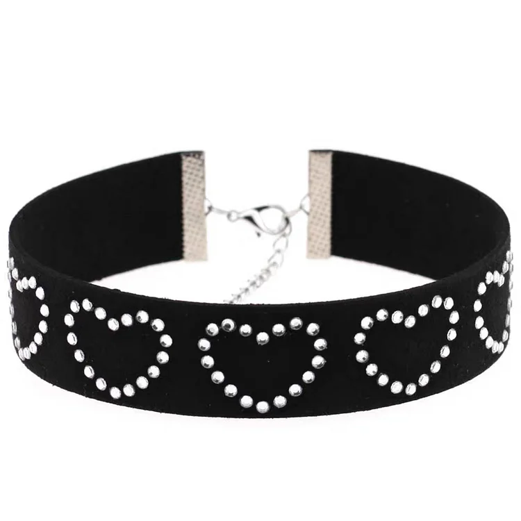 Rhinestones Heart Choker