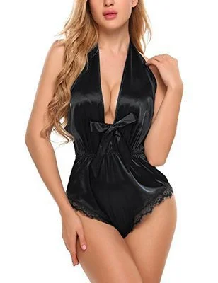 Women Sexy Lingerie Lace Satin Smooth Pajamas