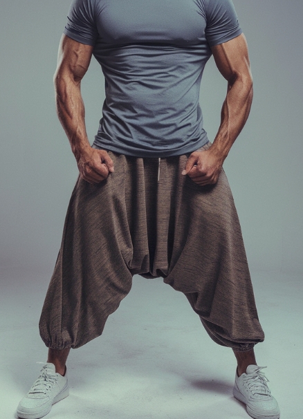 Men's Retro Casual Cotton and Linen Loose Pocket Harem Pants