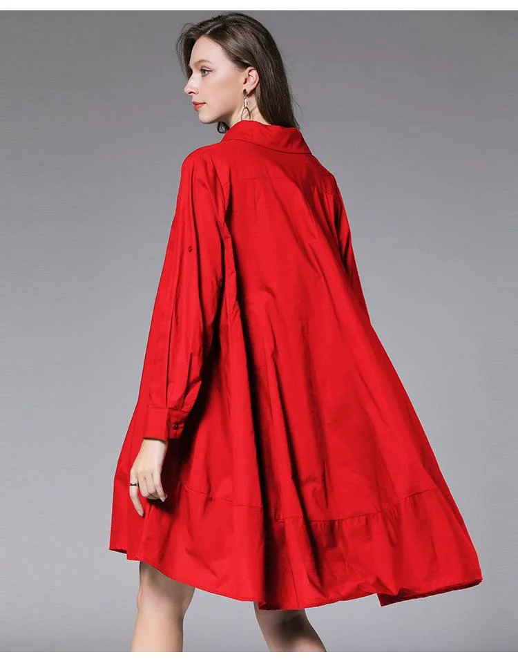 Women's new fashion midi shirt dress