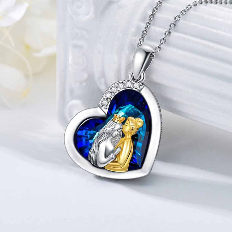 For Daughter - S925 Straighten Your Crown Crystal Mother Daughter Crown Necklace