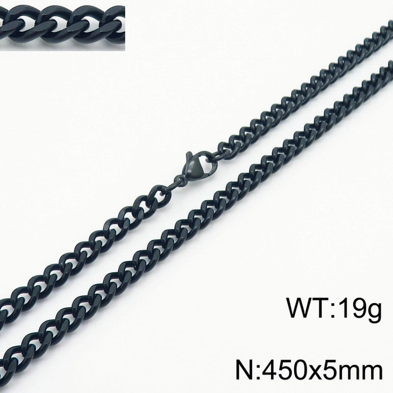 Fashion Simple Bracelet Stainless Steel Six-Sided Grinding Chain Choker Necklace
