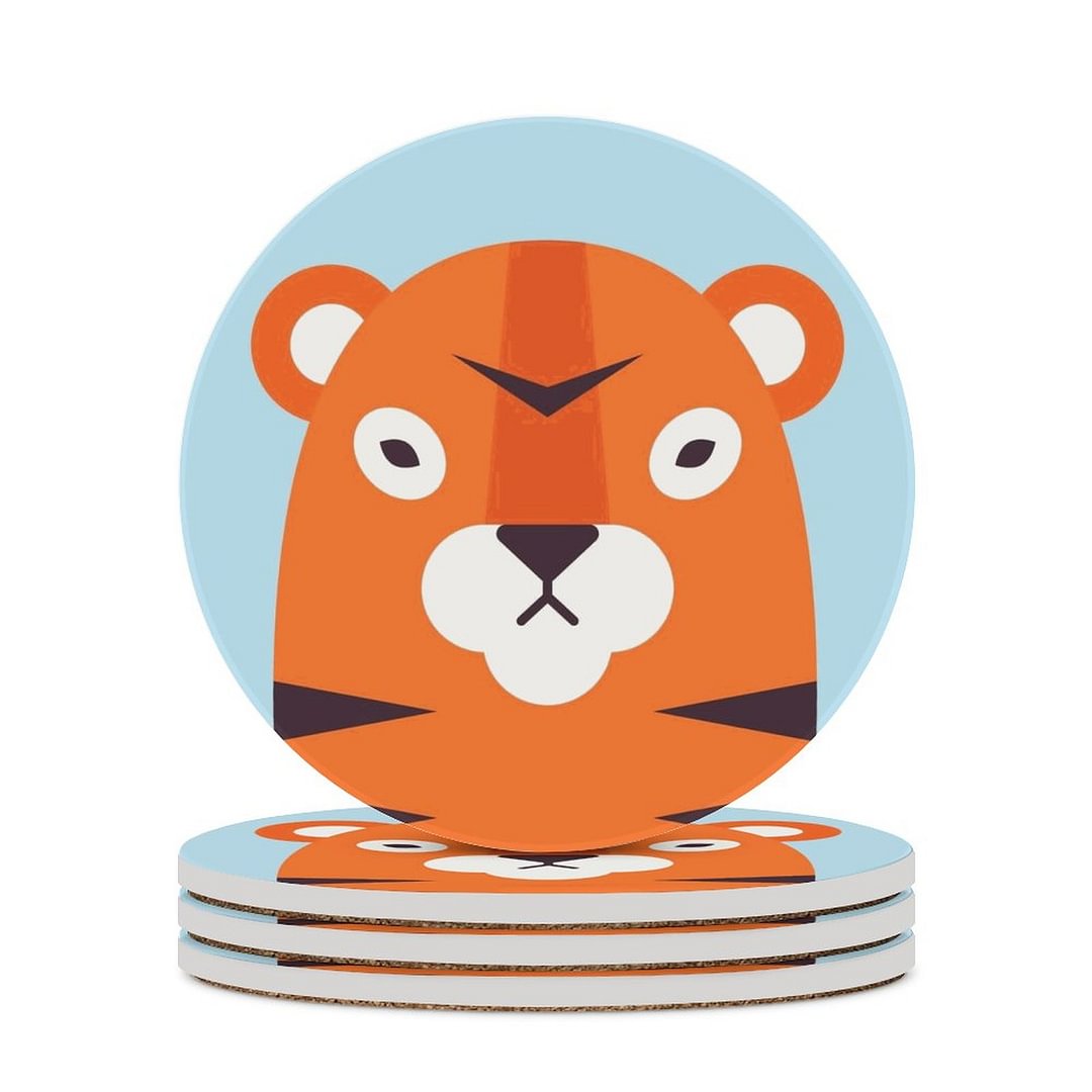 Cute Tiger Avatar Ceramic Coasters