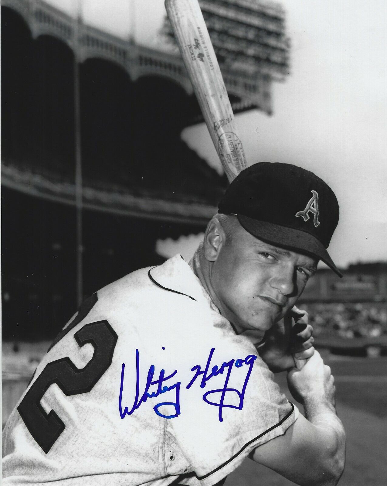 Autographed 8X10 Whitey Herzog Kansas City A's Photo Poster painting - w/COA