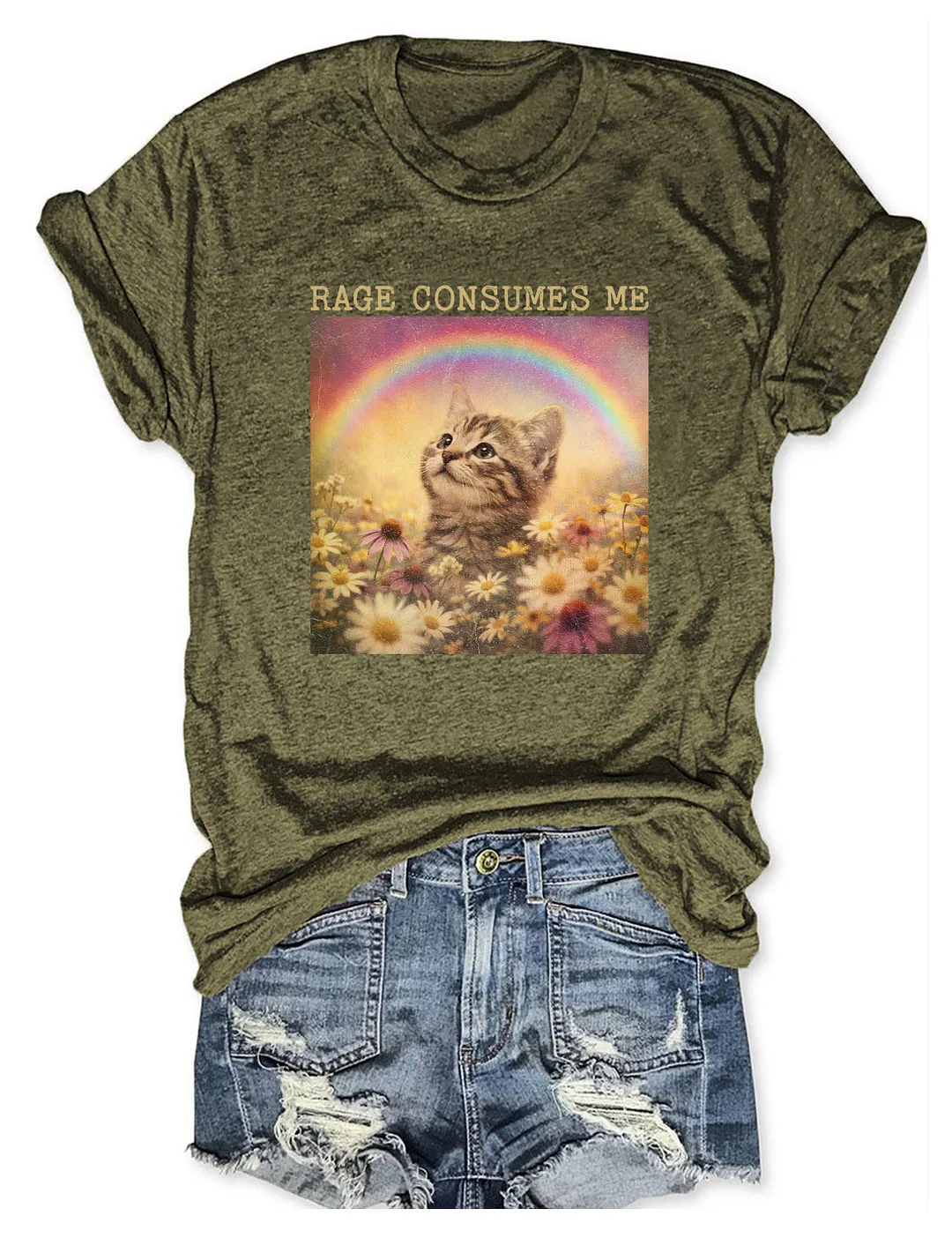 Rage Consumes Me Cute Cat T-shirt