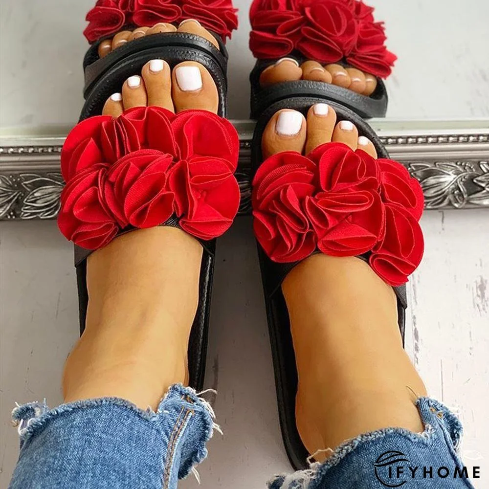 Women Flower Flat Heel Casual Summer Slippers | IFYHOME
