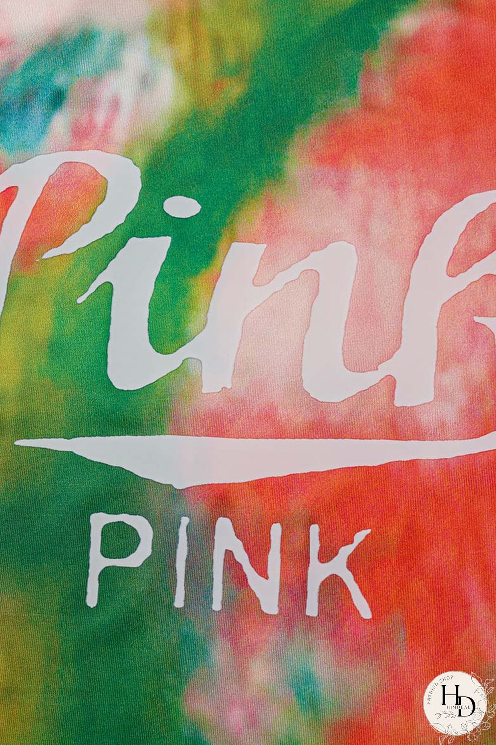 Orange Green Fashion Casual Letter Print Tie-dye O Neck Short Sleeve Dress Dresses