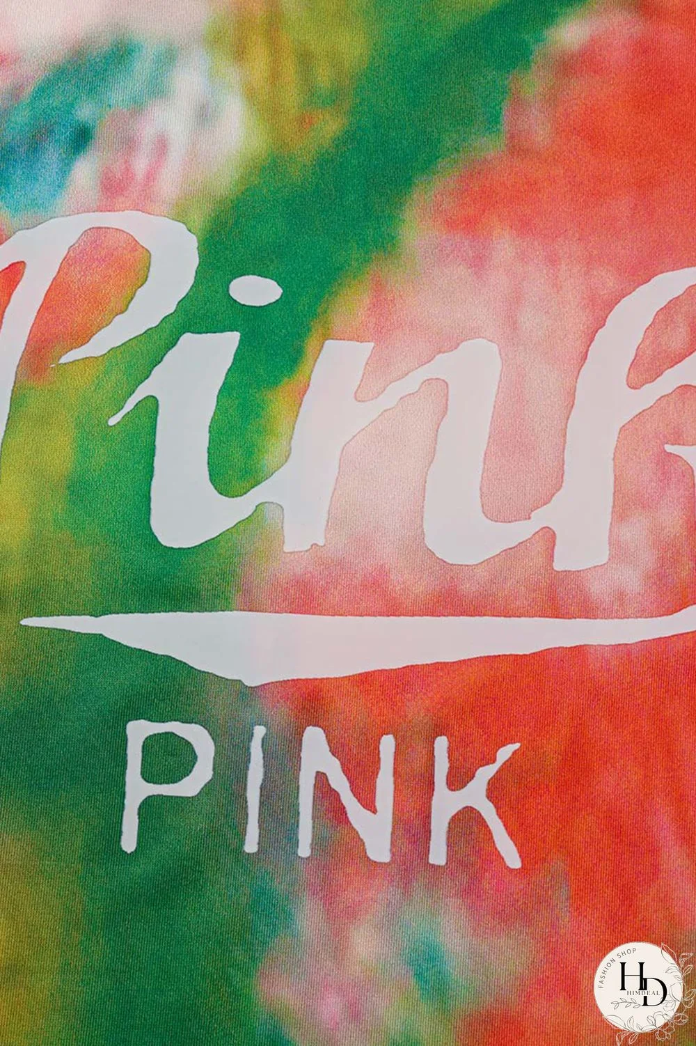 Orange Green Fashion Casual Letter Print Tie-dye O Neck Short Sleeve Dress Dresses