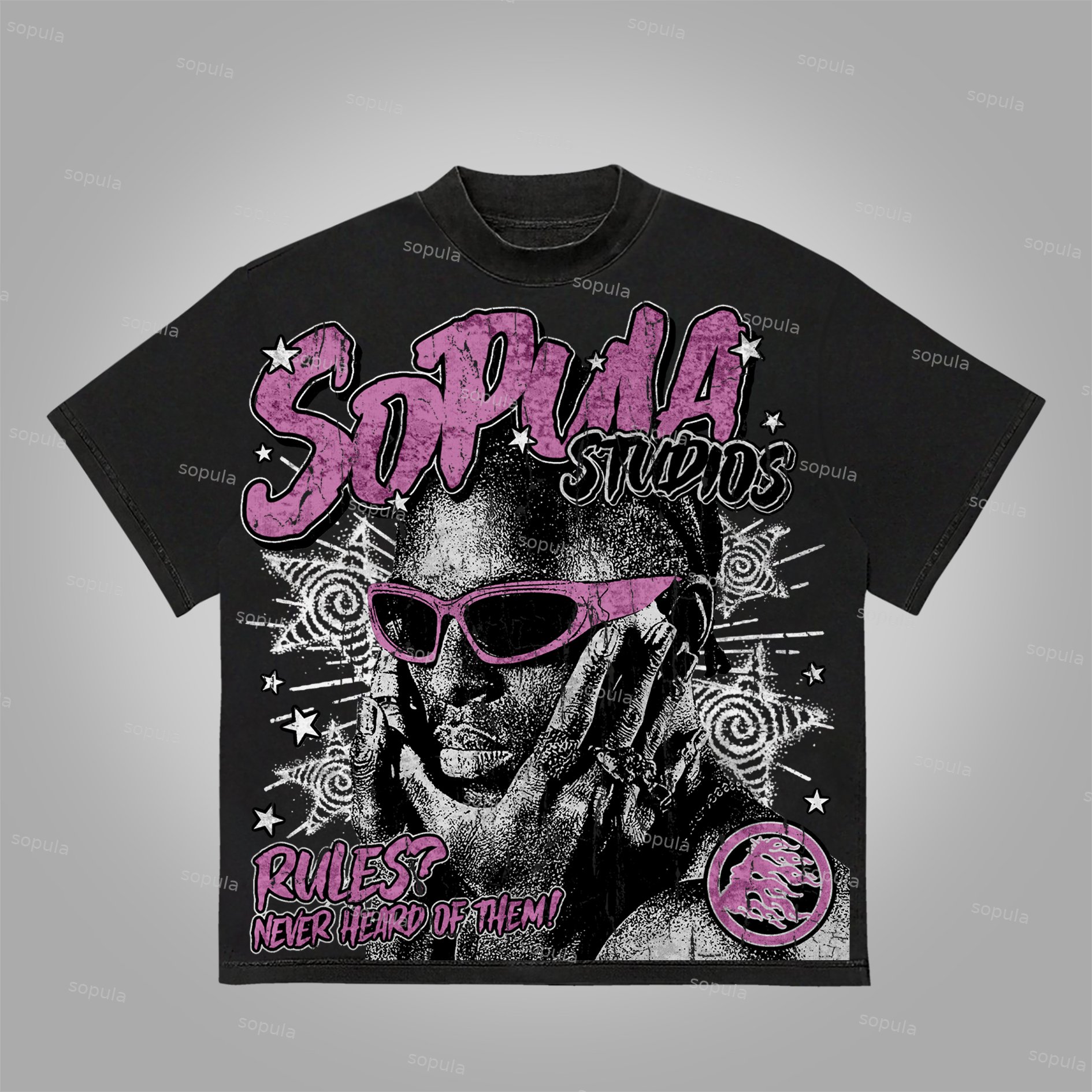 Sopula Rules I Don't Understand Street Fashion Character Retro Old Print Graphics Cotton T-Shirt