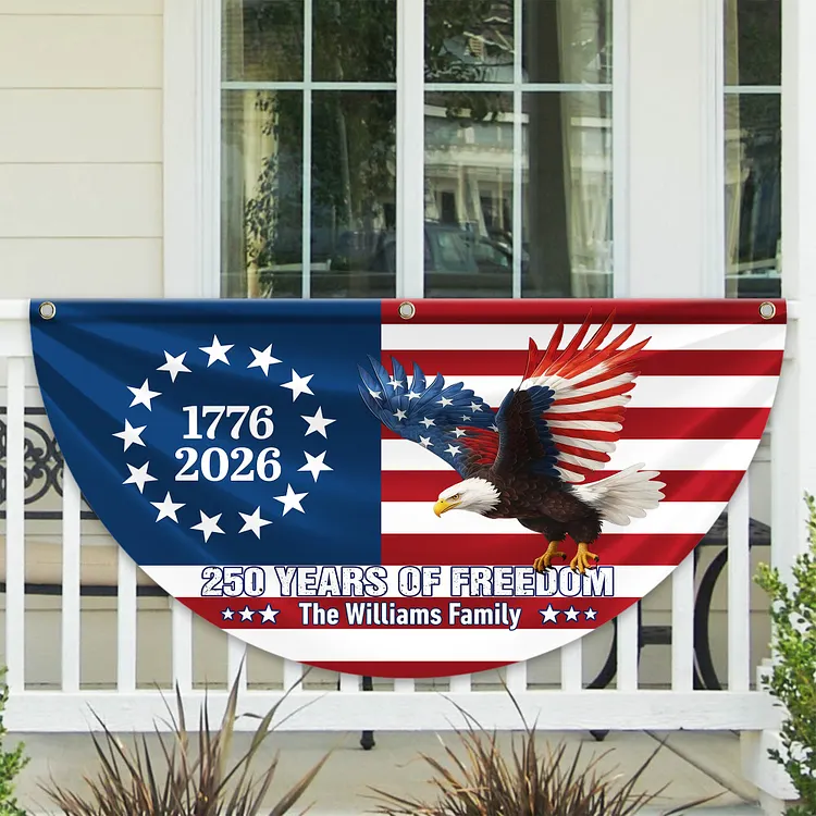 Personalized 250 Years of Freedom America Flag Personalized 250 Years Of Freedom 1776&ndash;2026 Eagle Non-Pleated Fan Flag