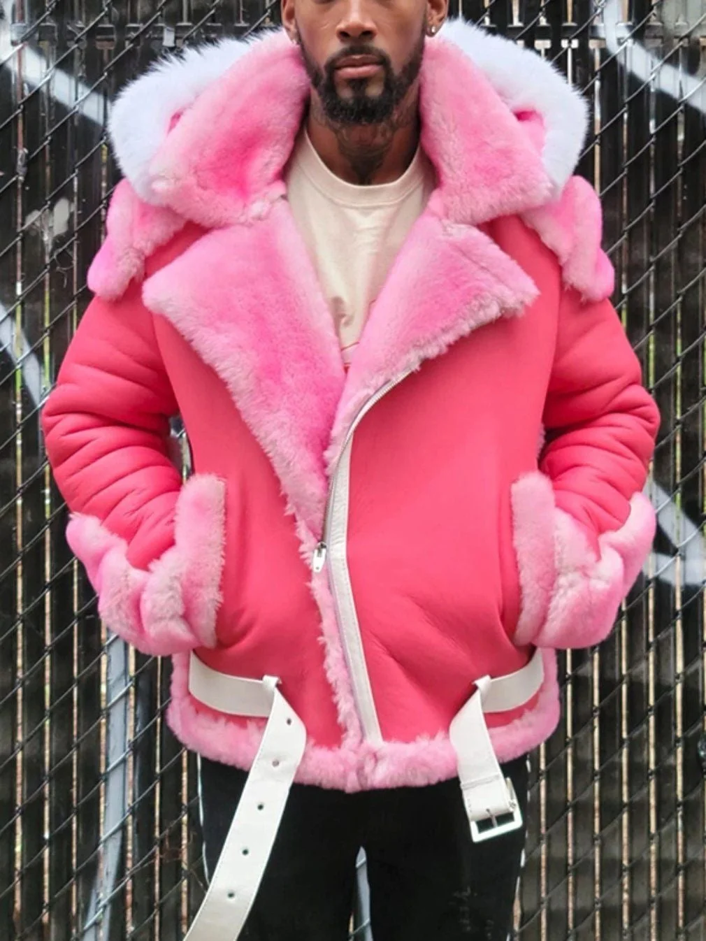 Short Plush coat Hooded Men's Jacket