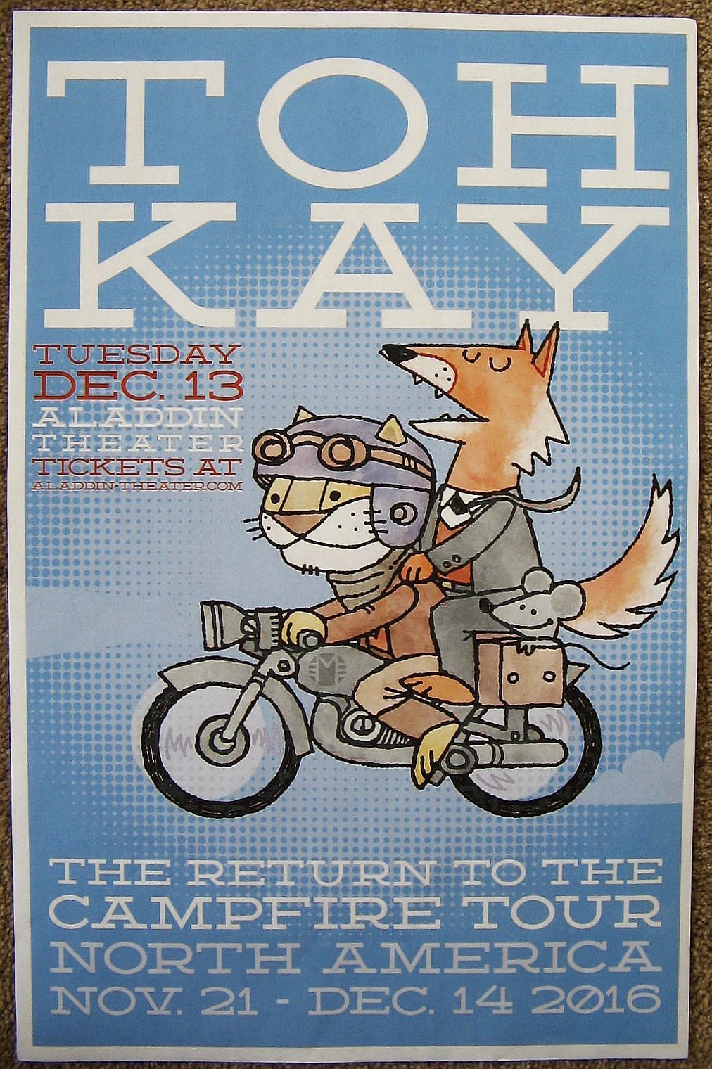 TO KAY 2016 Gig POSTER Portland Oregon Concert STREETLIGHT MANIFESTO T. Kalnok