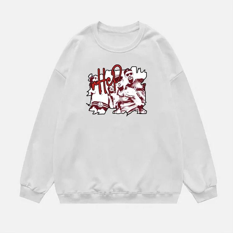 Hip-hop Casual Red Hot Chili Peppers Graphics Printed Sweatshirt