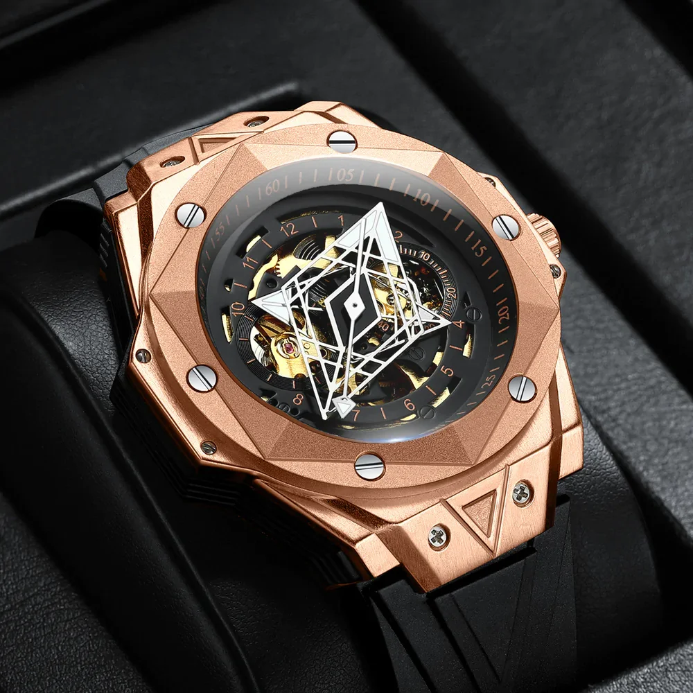 Fashion Men's Automatic Mechanical Watch Silicone Waterproof Sports Watch