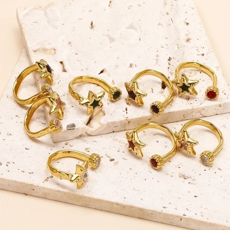 Titanium Steel Minimalist Star Open Rings