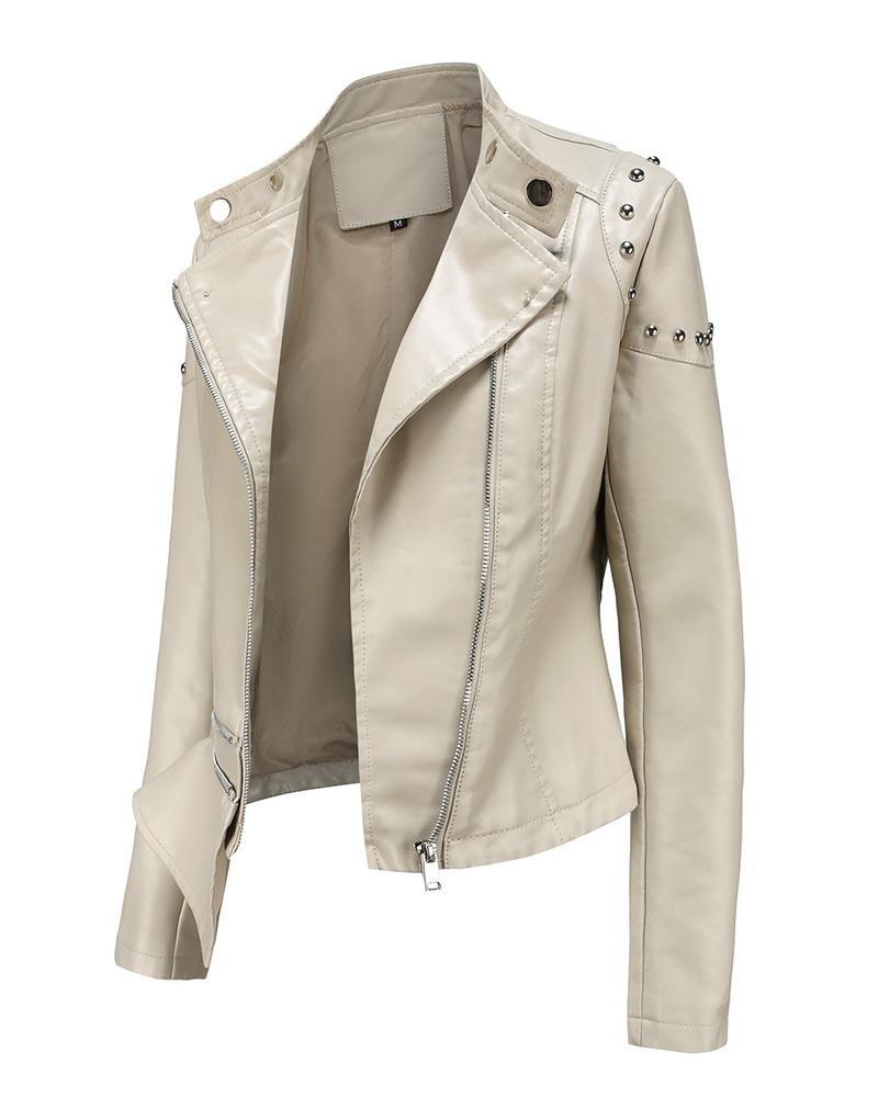 Women's casual leather jacket coats-120305