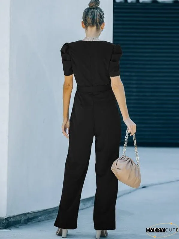 Chic V-neck Short-sleeved Jumpsuit