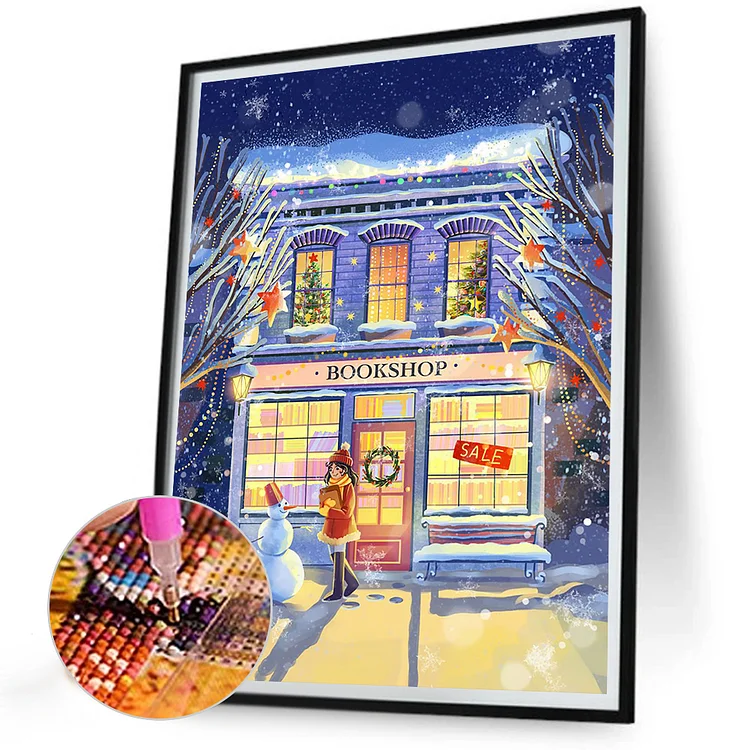 Winter Bookshop - Full Round - Diamond Painting (30*40cm)