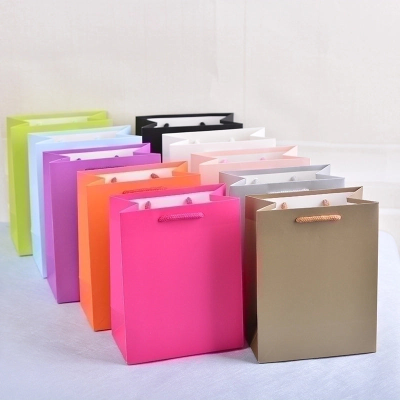 12 Pieces Retro Solid Color Paper Gift Bags