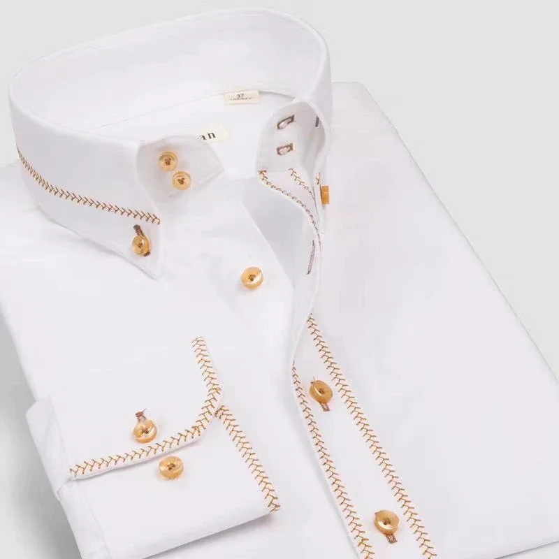 Brushed Business Cotton Long Sleeve Shirt