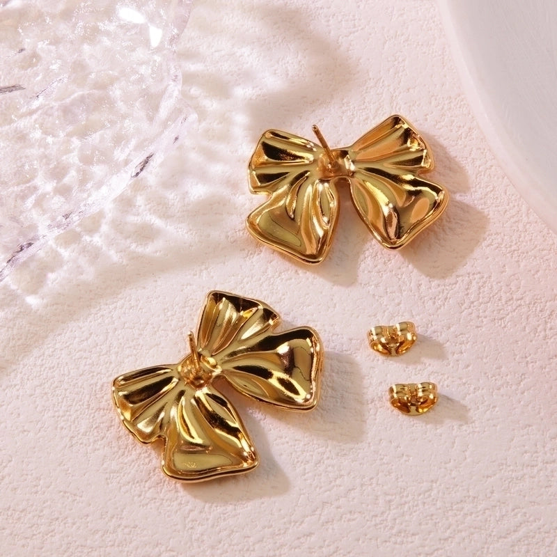 1 Pair Casual Minimalist Classic Style Bow Knot 304 Stainless Steel Imitation Gold  Ear Studs