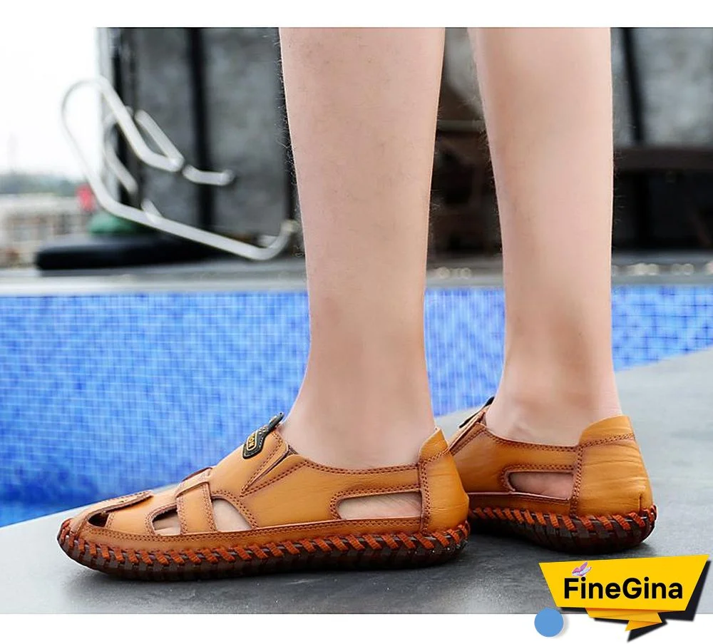 Leather Men Sandals Outdoor Flip Flop Casual Shoes Men Shoes