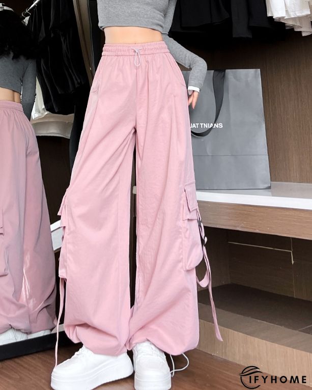 Drawstring Waist Flap Pockets Cargo Pants, Casual & Versatile High Waist Pants For Spring & Summer, Women's Clothing | IFYHOME