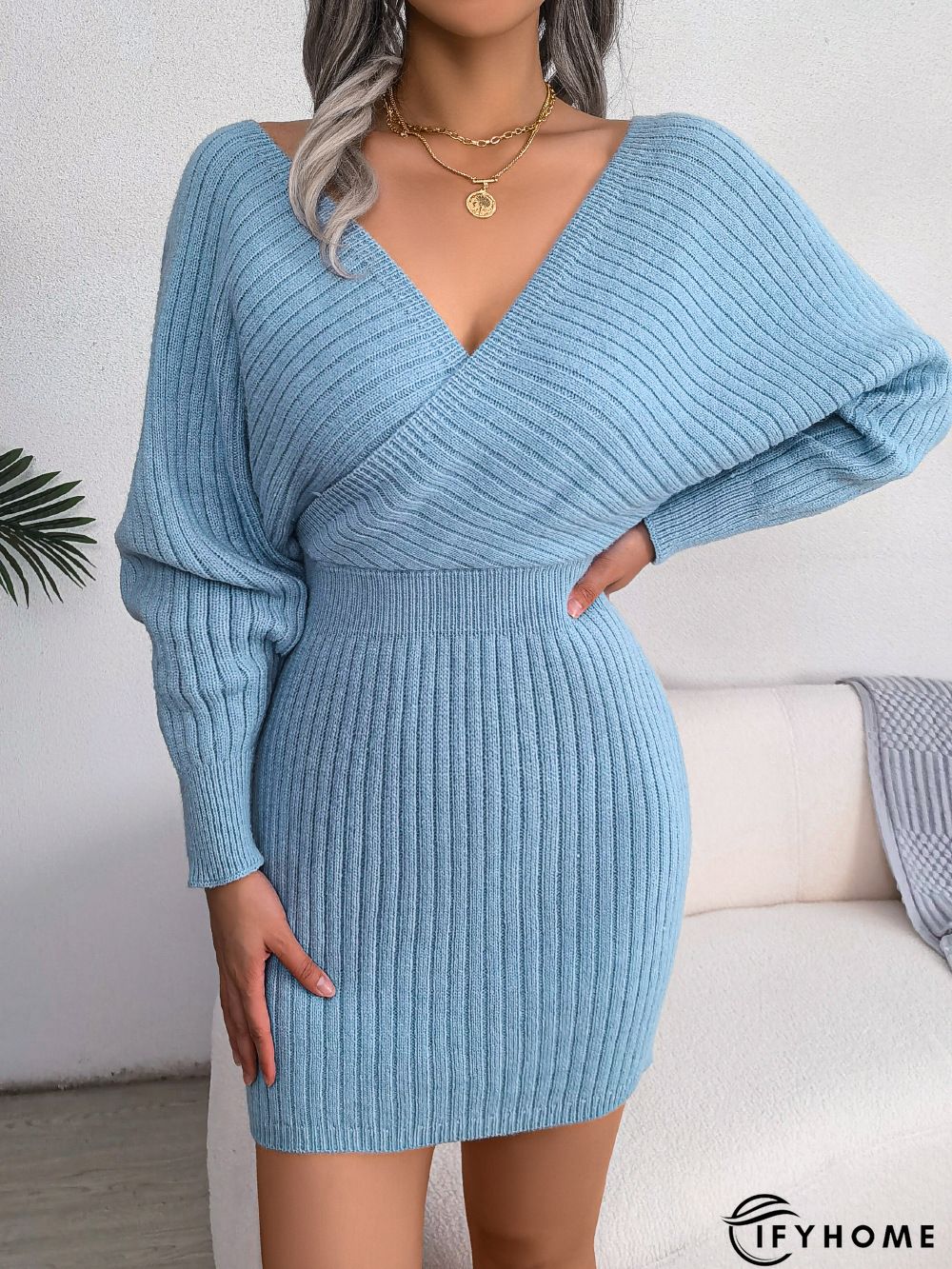 V Neck Off Shoulder Mini Dress | IFYHOME