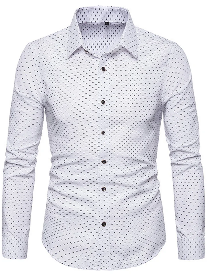 Men's Slim Floral Long Sleeve Shirt Fashion Business Casual Shirt
